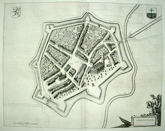 Plattegrond van Steenwijk door de bekende tekenaar Bleau (1649) Zie: www.datnarrenschip.nl/product/2469